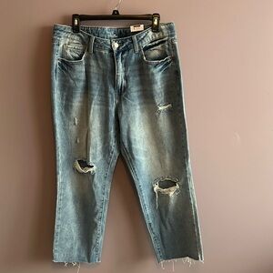 Straight Crop Jean Size 16 Distressed